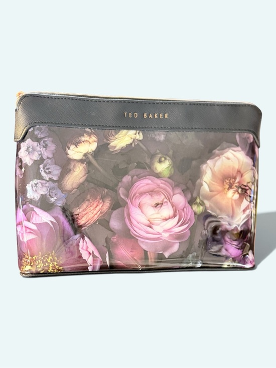 Ted Baker Handbags - Ted Baker EUC Black Large Hudson Shadow Floral Cosmetic Pouch